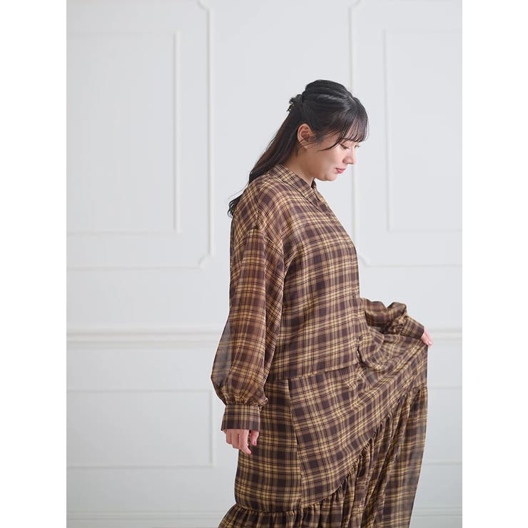 WEB限定】[SET]シアーチェックシャツ×キャミワンピース[品番
