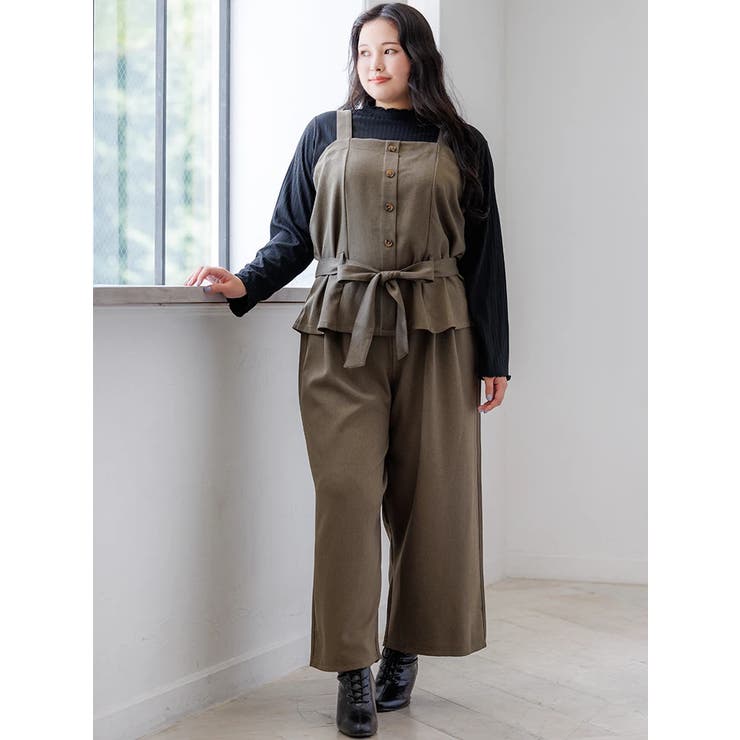 【ご予約品】 ウエストリボンビスチェ×ワイドパンツ×プチハイネックインナー トップス