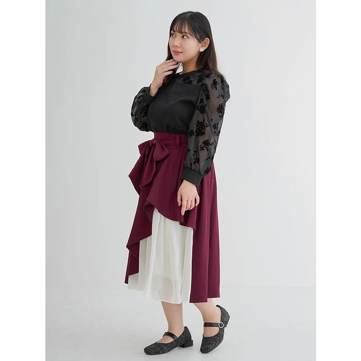 ランバン コレクション ♡ 異素材切替 ワンピース 黒白 モノトーン