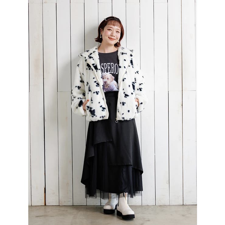 women's fake fur Oversized blouson coat jacket エコファー