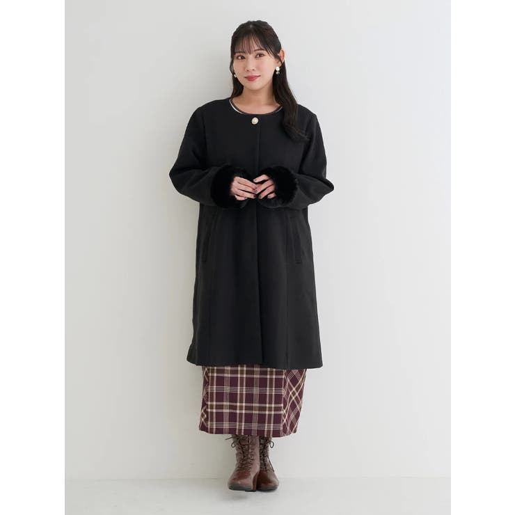 ファーティペット付きロングコート[品番：PLMW0013295]｜Re