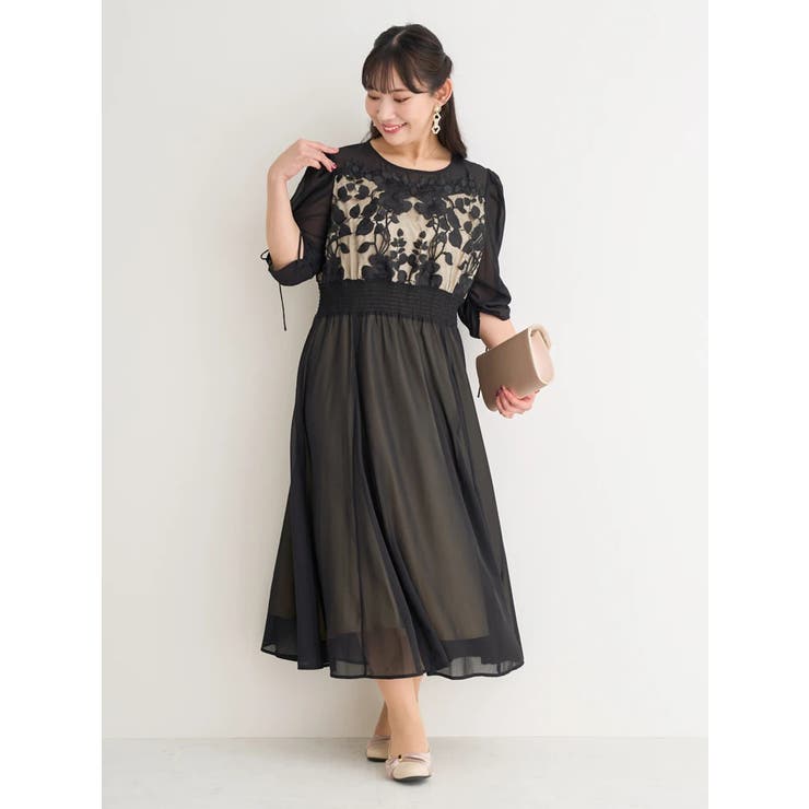 刺しゅうレースドロストドレス[品番：PLMW0012829]｜Re