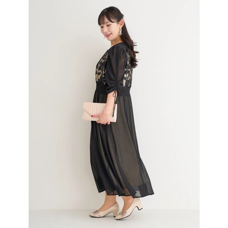 刺しゅうレースドロストドレス[品番：PLMW0012829]｜Re