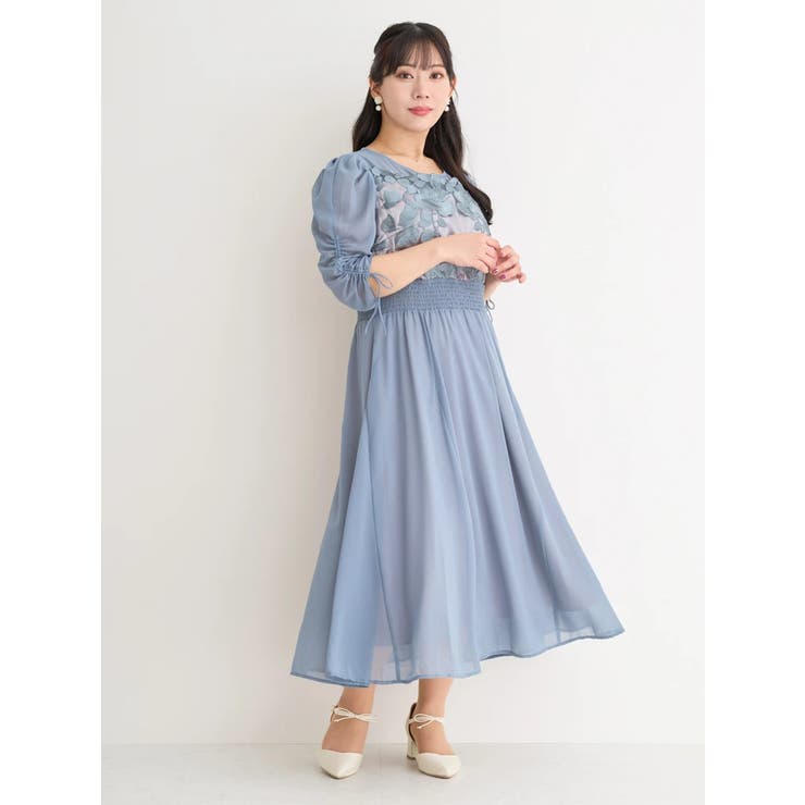 刺しゅうレースドロストドレス[品番：PLMW0012829]｜Re