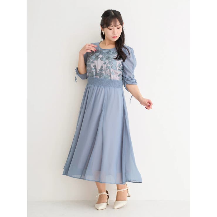 刺しゅうレースドロストドレス[品番：PLMW0012829]｜Re