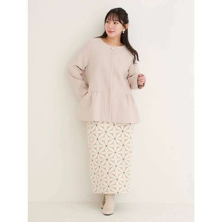 Re-J&SUPURE｜【WEB限定】ファーティペット付きペプラムコート