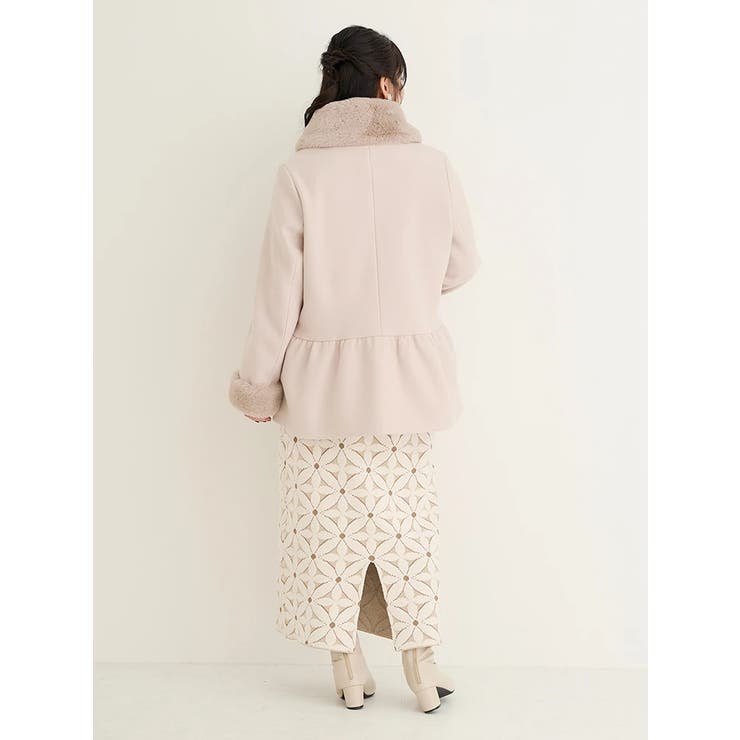 Re-J&SUPURE｜【WEB限定】ファーティペット付きペプラムコート
