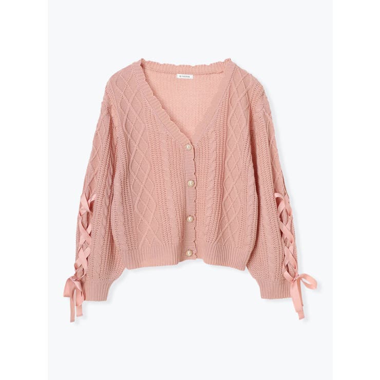 René リボン付きピンクカーディガン René リボン付きピンクカーディガン René リボン付きピンク