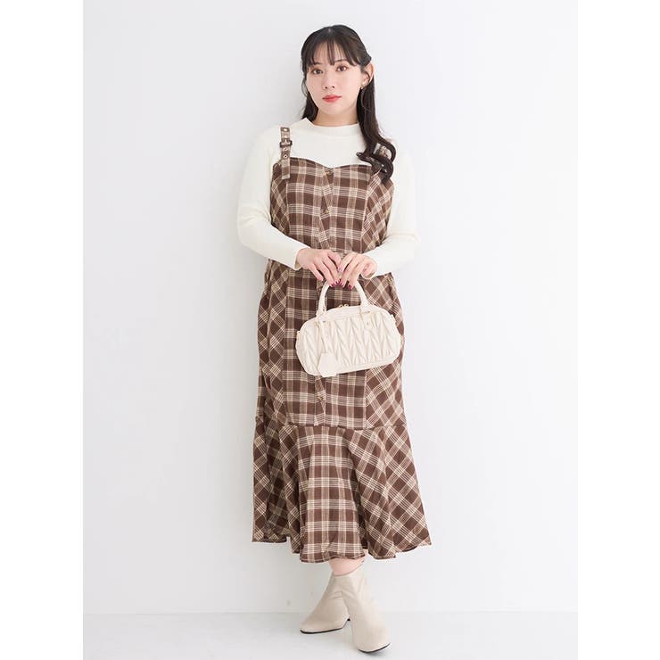 WEB限定】チェック柄マーメイドジャンパースカート[品番：PLMW0012939