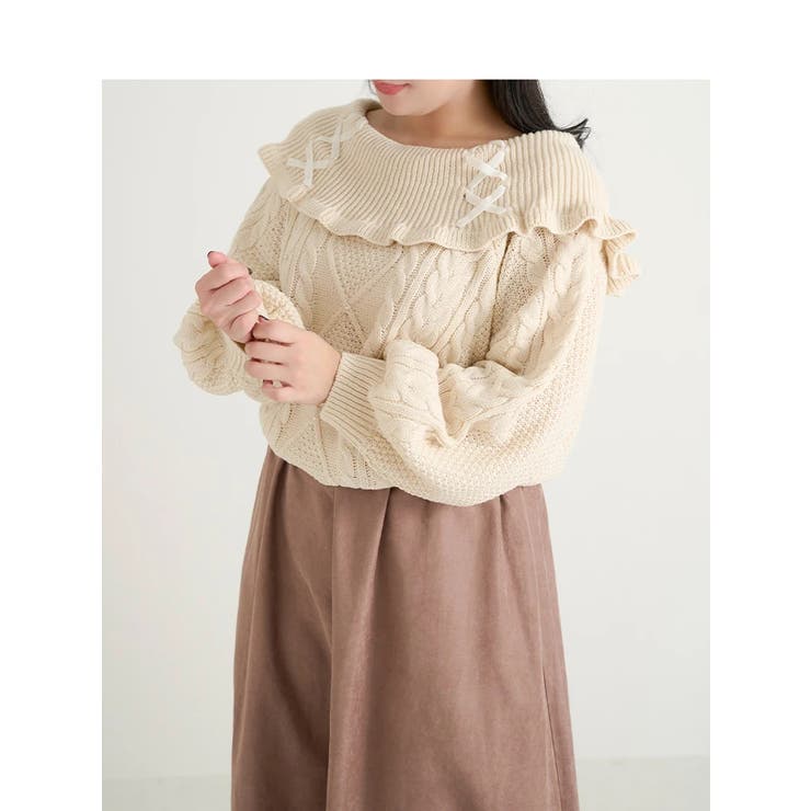 LIZLISA ピンク フレアスカート ウール風生地 153-4003-0-m-01-pl.jpg