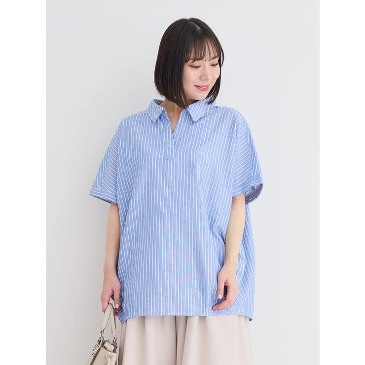 売上実績NO.1 やわさらリネン】スキッパーシャツ[品番：PLMW0014088]｜Re トップス