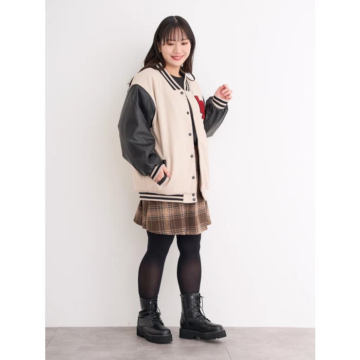 WEB限定】フェイクレザー切替スタジャン[品番：PLMW0013278]｜Re