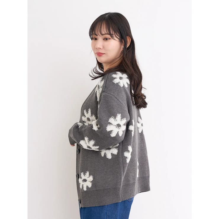 WEB限定】フラワージャガードニットカーディガン[品番