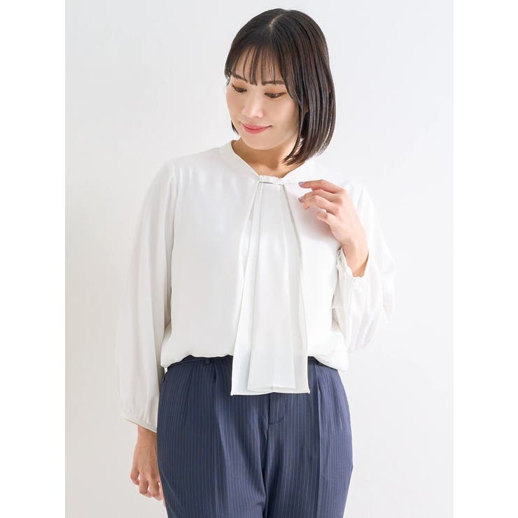 オフホワイト | ラクケアボウタイブラウス | Re-J＆SUPURE