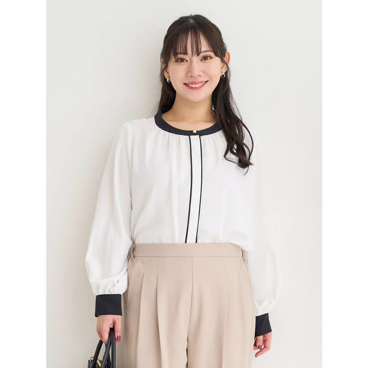 アソート柄パールボタン配色ブラウス | Re-J＆SUPURE | 詳細画像3 