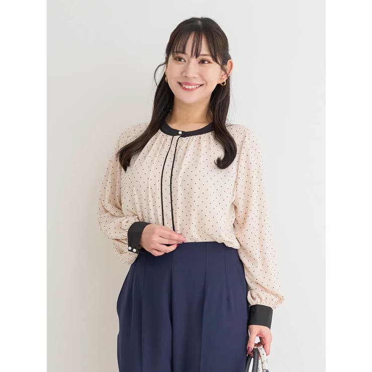 アソート柄パールボタン配色ブラウス | Re-J＆SUPURE | 詳細画像20 