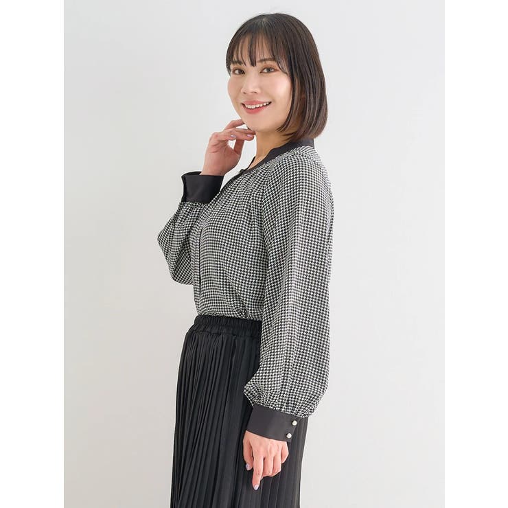 アソート柄パールボタン配色ブラウス | Re-J＆SUPURE | 詳細画像31 