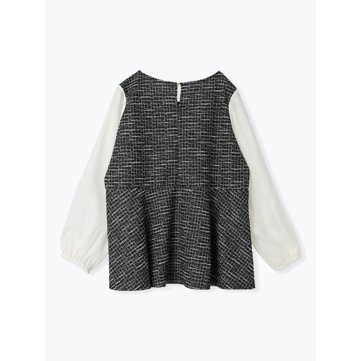 【美品✨】sheller オリジナルツイードペプラムトップス　シェリエ シェリエ sheller ホワイトペプラムトップス - メルカリ