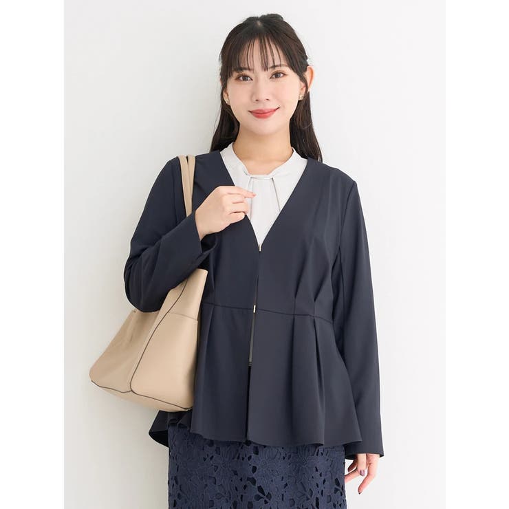 ツイルストレッチノーカラージャケット 日本製 ペプラム フレア 楽天市場】≪ 7/31再々値下げ＆大量追加!! 灼熱バーゲン≫ノー