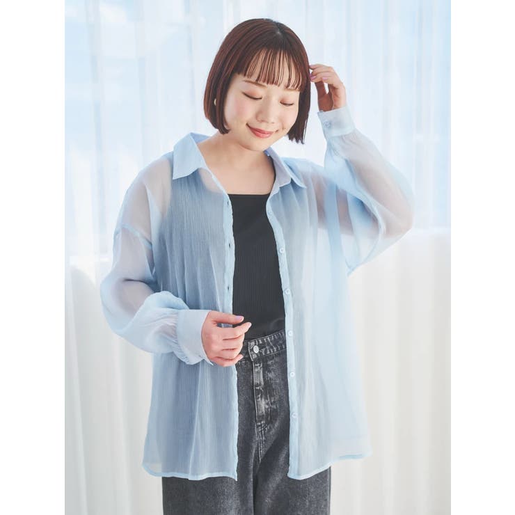 SET]ラメ楊柳シアーシャツ×タンクトップ[品番：PLMW0013934]｜Re