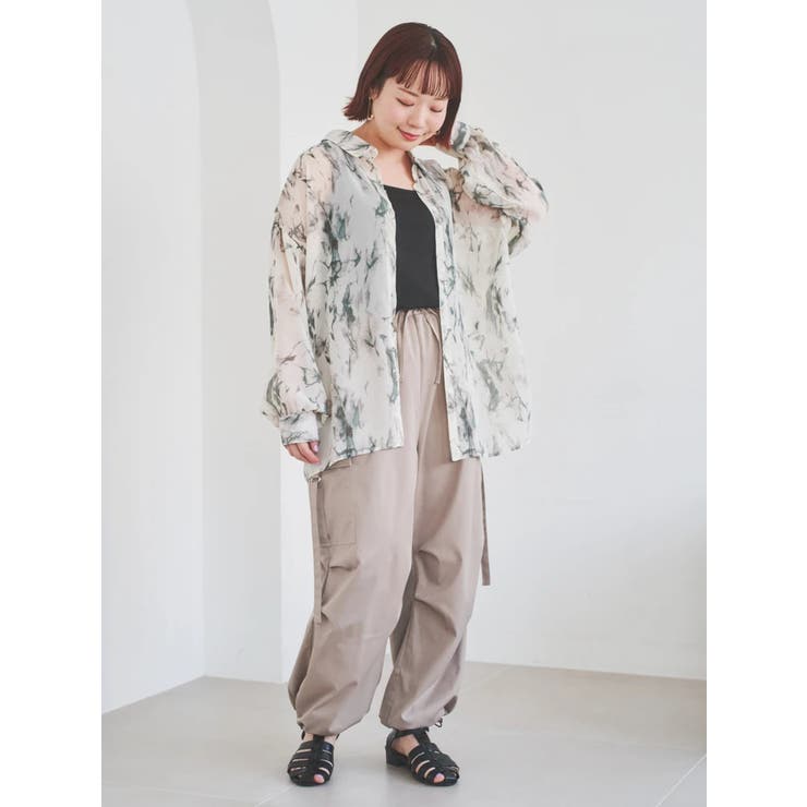 SET]ぼかし柄シアーシャツ×タンクトップ[品番：PLMW0013935]｜Re
