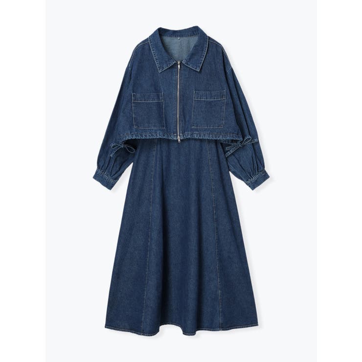 jouetie ジップアップデニムワンピース フロントジップ半袖デニムワンピース｜WOMEN｜250ISC13-490D｜AZUL BY