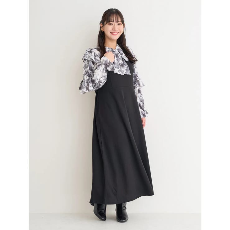 【超安い】 花柄ボウタイドッキングワンピース[品番：PLMW0013440]｜Re ワンピース