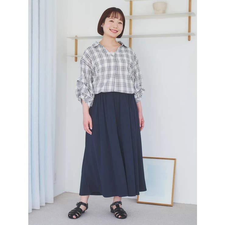 2024人気No.1の チェック柄袖タックスキッパーシャツ[品番：PLMW0013810]｜Re Lサイズ