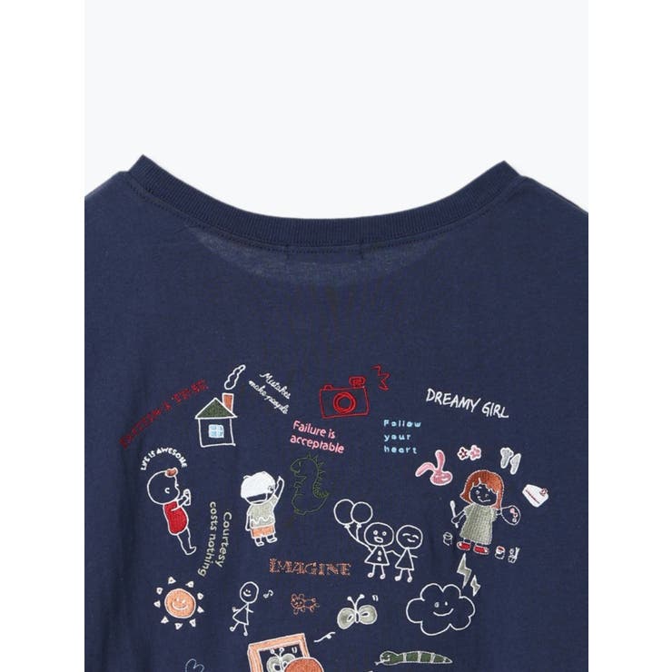 高*腐様 アルベロベロ　刺繍入り青半袖Tシャツ 新品タグ付き　限定特別価格 落書き風刺繍Tシャツ[品番：PLMW0013788]｜Re-J＆SUPURE（リ