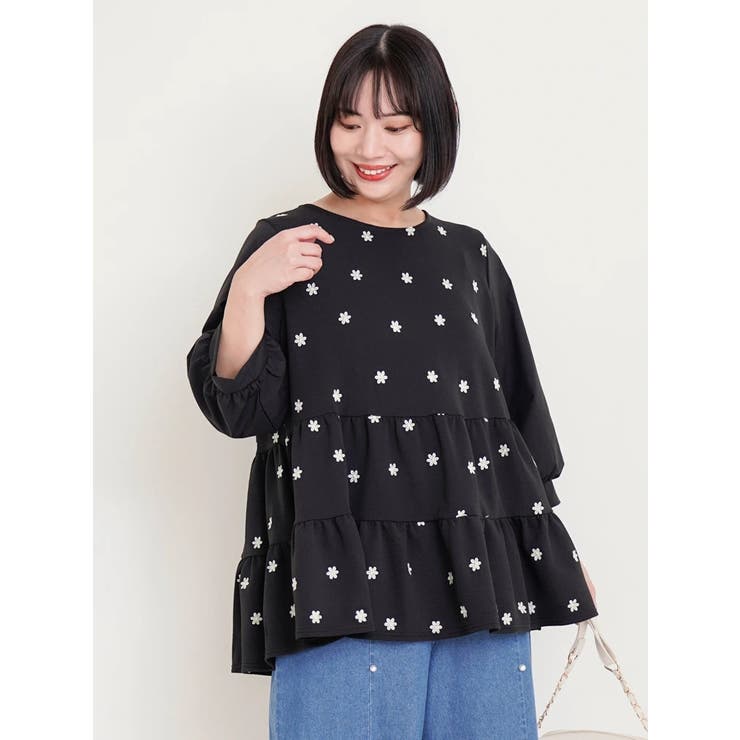 Sawa a la mode レディース ワンピース 花柄 切替 半袖 五分袖
