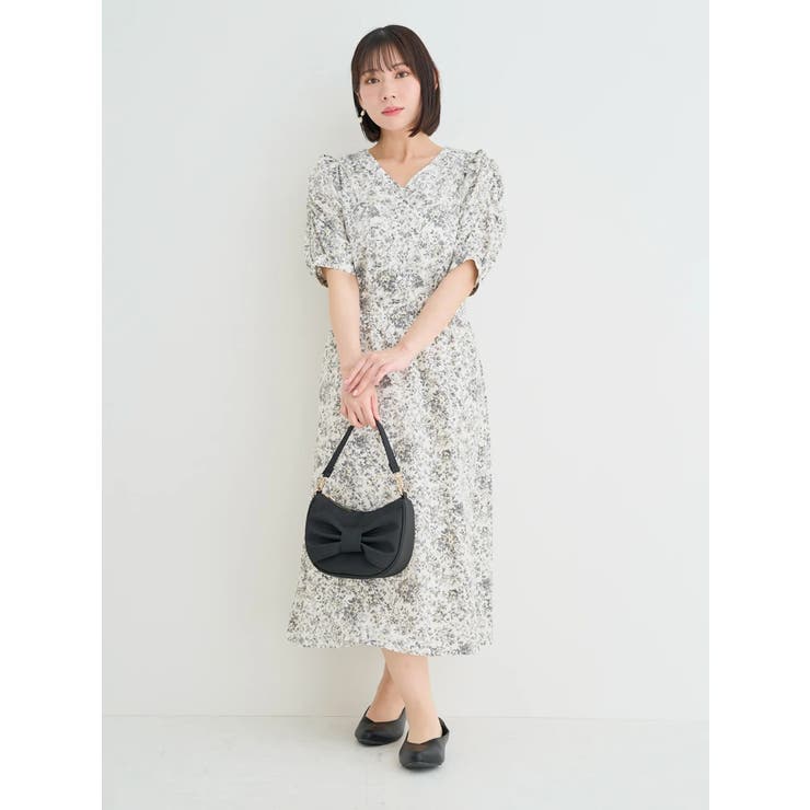 WEB限定】バックリボンワンピース（ストライプ柄・花柄）[品番