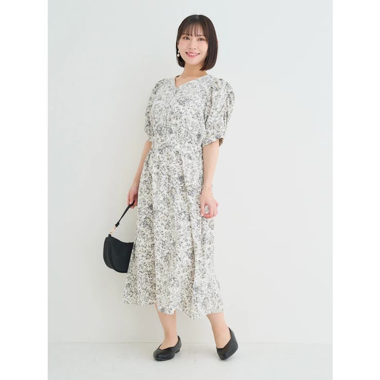 WEB限定】バックリボンワンピース（ストライプ柄・花柄）[品番