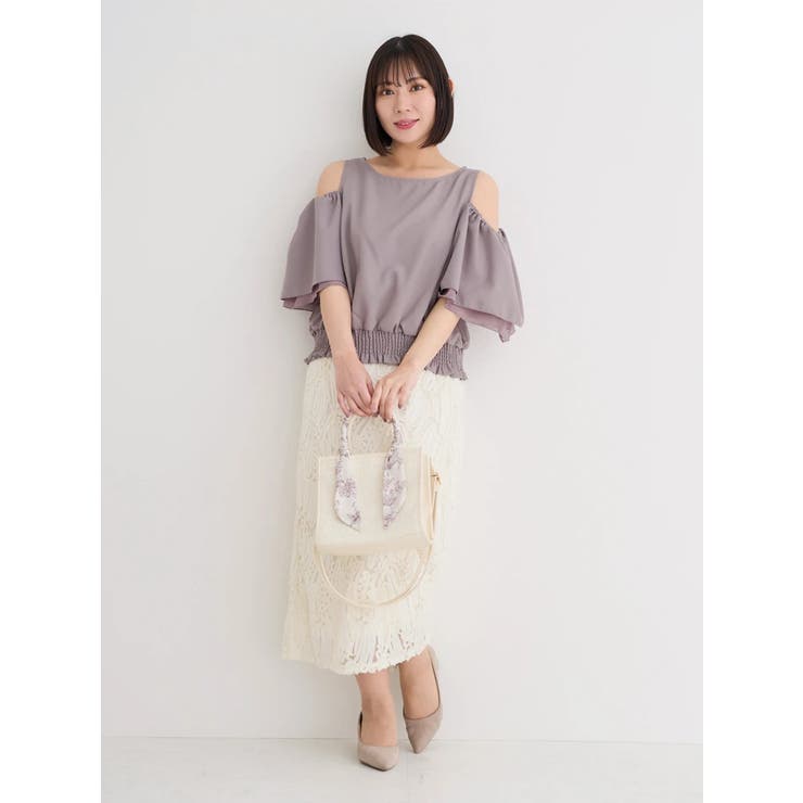 WEB限定】肩開きフレアスリーブトップス[品番：PLMW0013998]｜Re