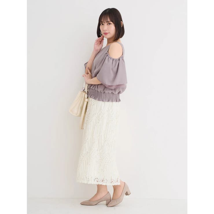 WEB限定】肩開きフレアスリーブトップス[品番：PLMW0013998]｜Re