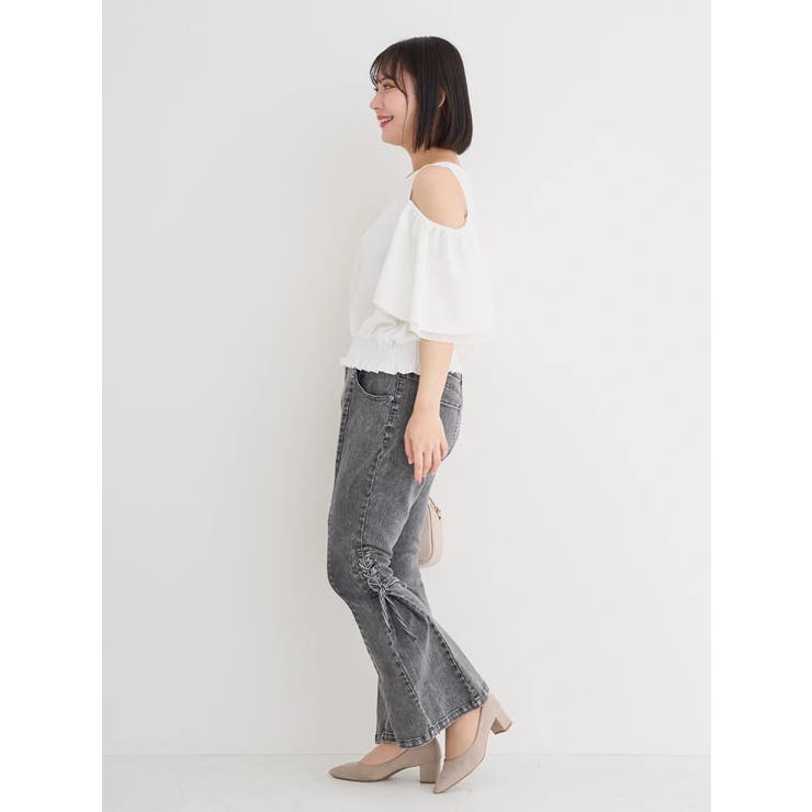 WEB限定】肩開きフレアスリーブトップス[品番：PLMW0013998]｜Re