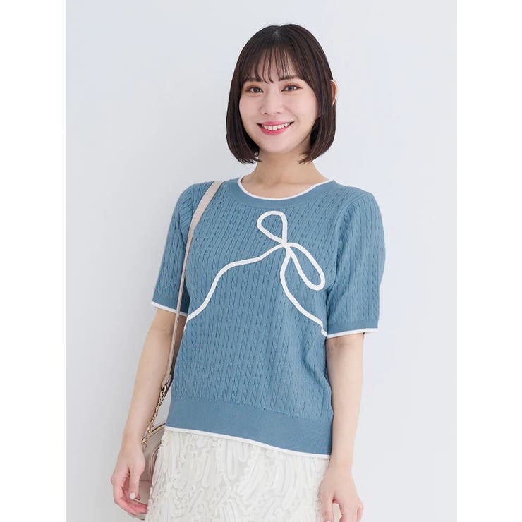 5分袖リボン刺繍トップス[品番：PLMW0013979]｜Re-J＆SUPURE（リ