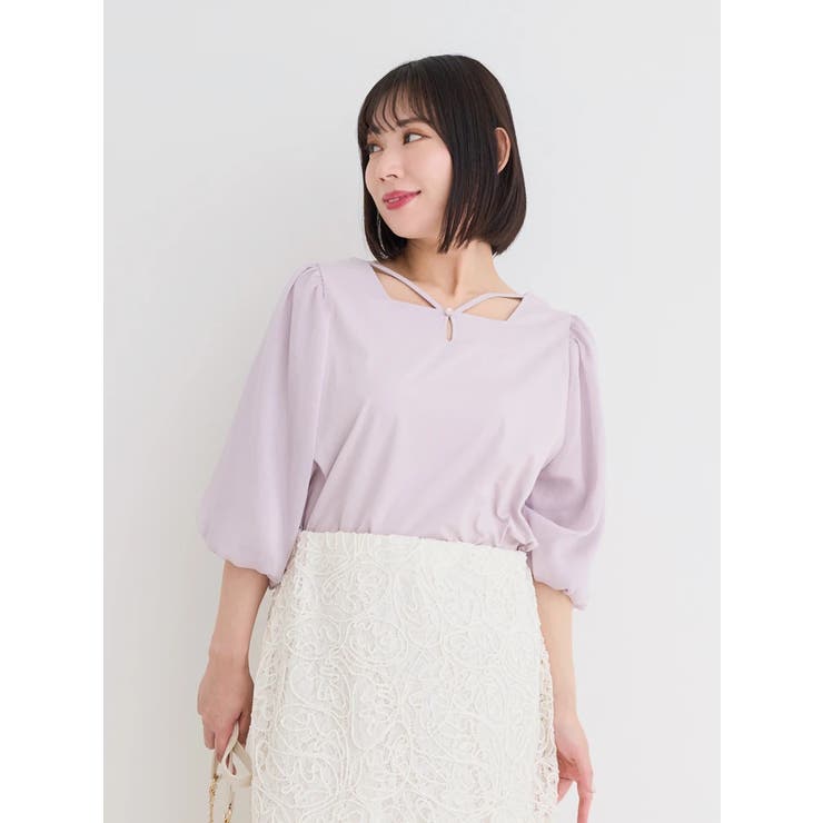 売上実績NO.1 異素材切り替えバルーンスリーブトップス[品番：PLMW0014117 トップス