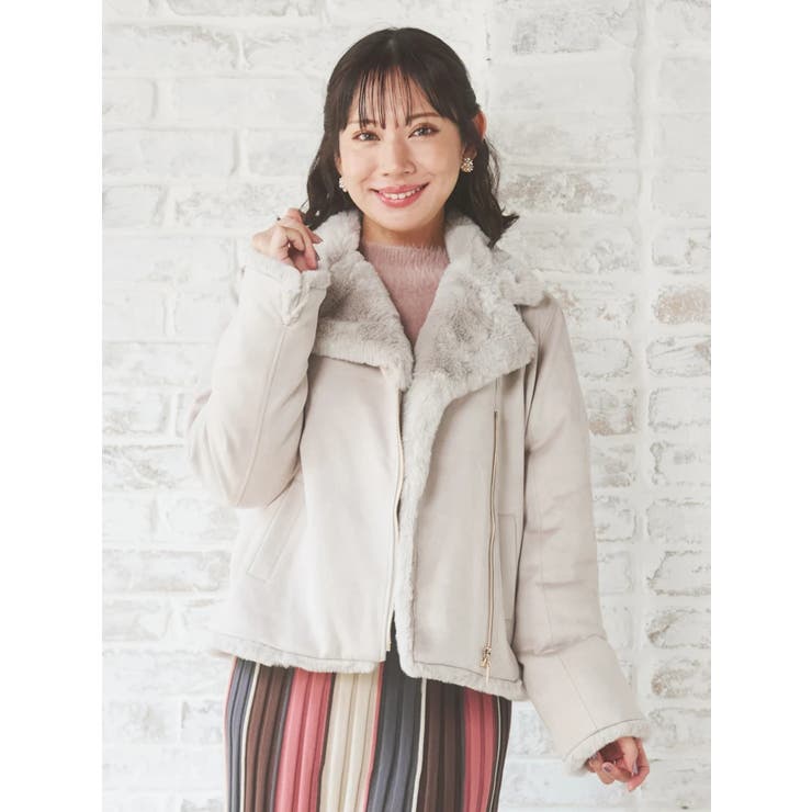 淡グレー | フェイクスエードライダースジャケット | Re-J＆SUPURE