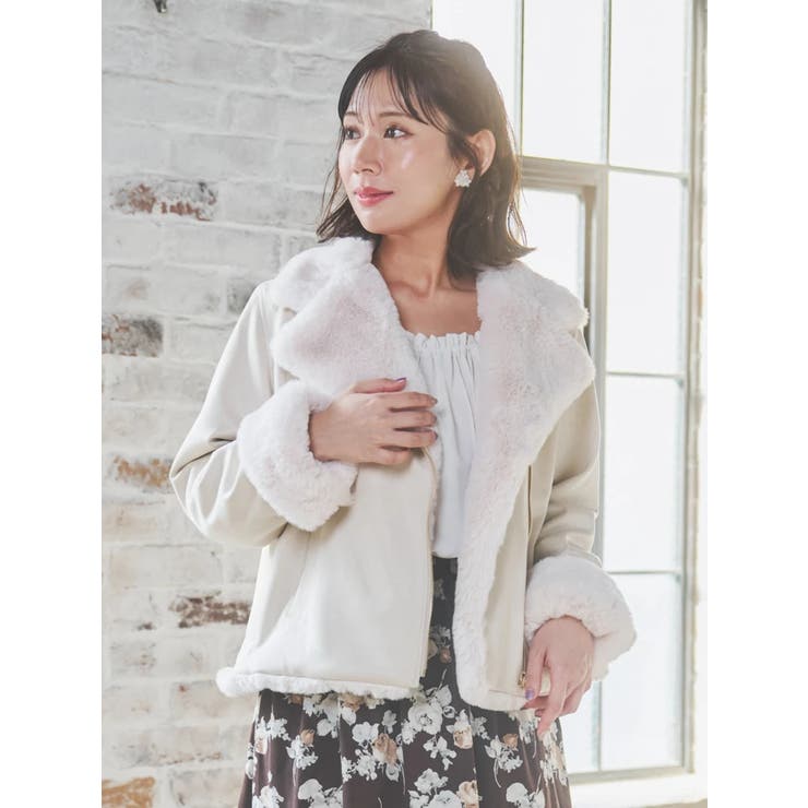 アイボリー | フェイクスエードライダースジャケット | Re-J＆SUPURE