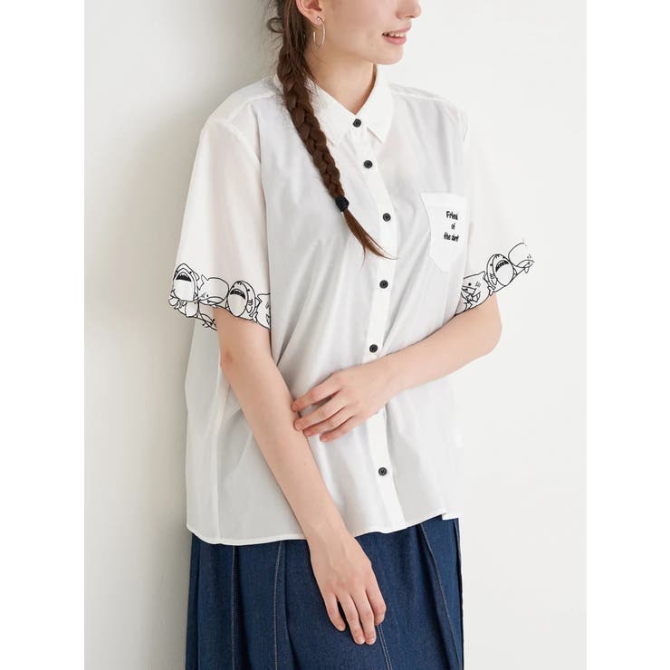 WEB限定】袖アニマル刺繍シャツ[品番：PLMW0014393]｜Re
