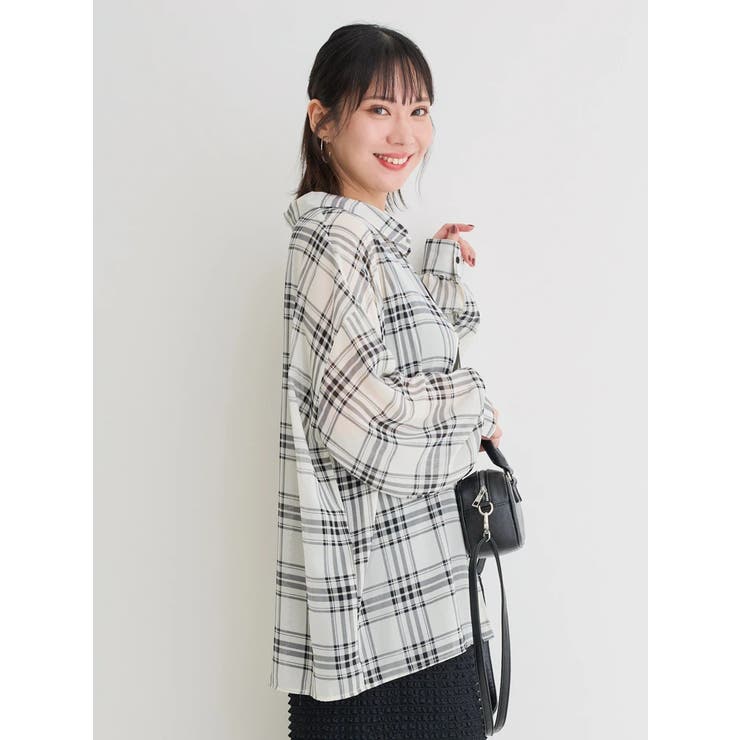 SET]チェック柄シアーシャツ×タンクトップ[品番：PLMW0014382