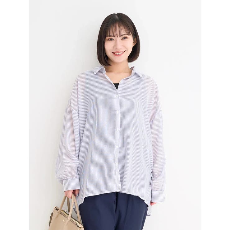 紺 | [SET]ストライプ柄シアーシャツ×タンクトップ | Re-J＆SUPURE