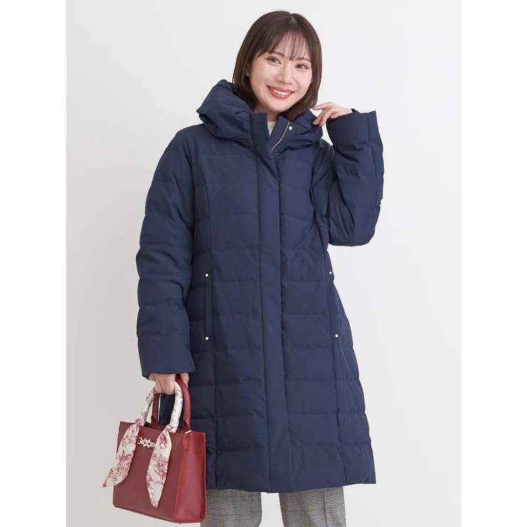 紺 | 襟ボリュームロングダウンコート | Re-J＆SUPURE