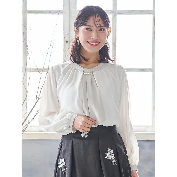 Ａ柄 | 【マルチWAY】ラクケア パールアクセサリー付きボウタイブラウス | Re-J＆SUPURE