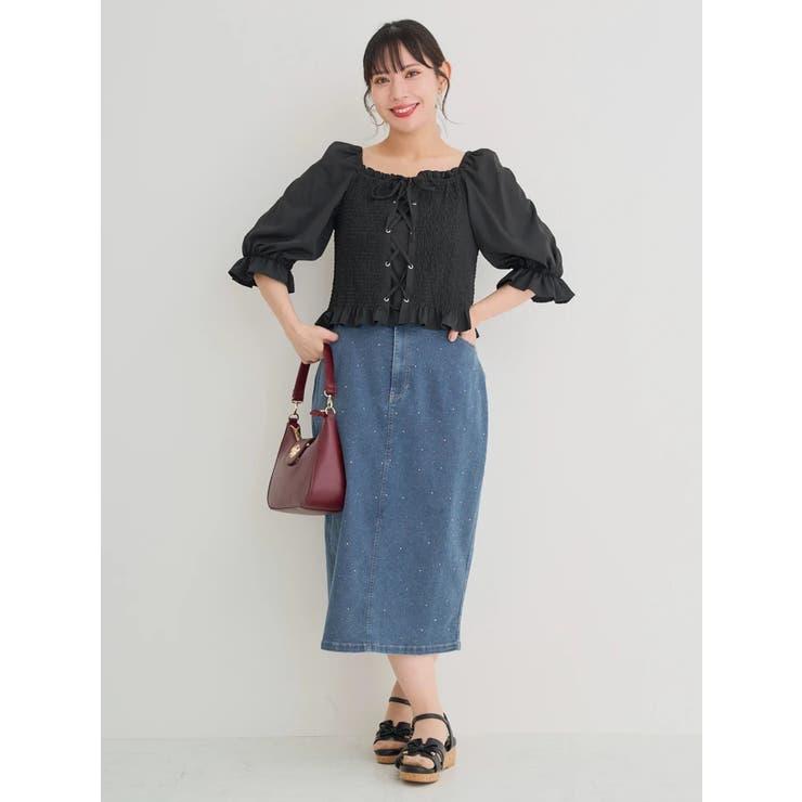 ラインストーンデニムナロースカート | Re-J＆SUPURE | 詳細画像38 