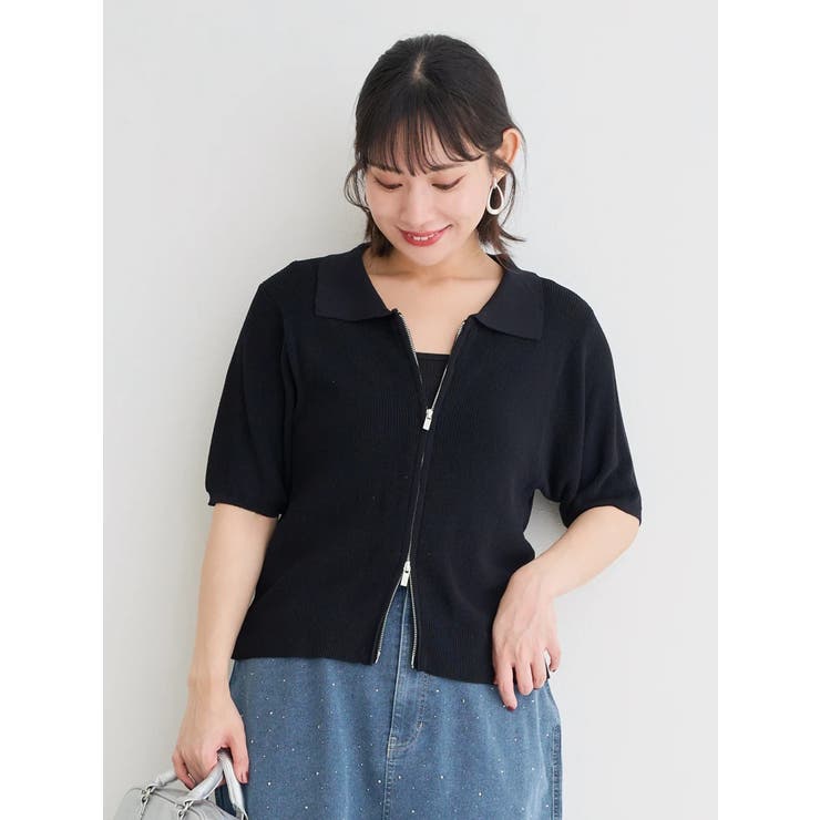 WEB限定】襟付きZIPニットトップス[品番：PLMW0014441]｜Re