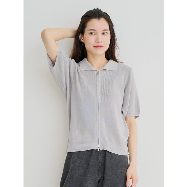 WEB限定】襟付きZIPニットトップス[品番：PLMW0014441]｜Re