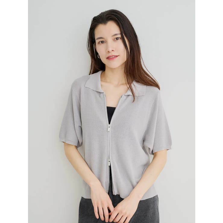 WEB限定】襟付きZIPニットトップス[品番：PLMW0014441]｜Re