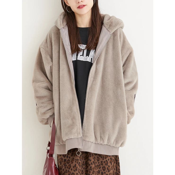 ベージュ | バックロゴフェイクファーパーカーブルゾン | Re-J＆SUPURE