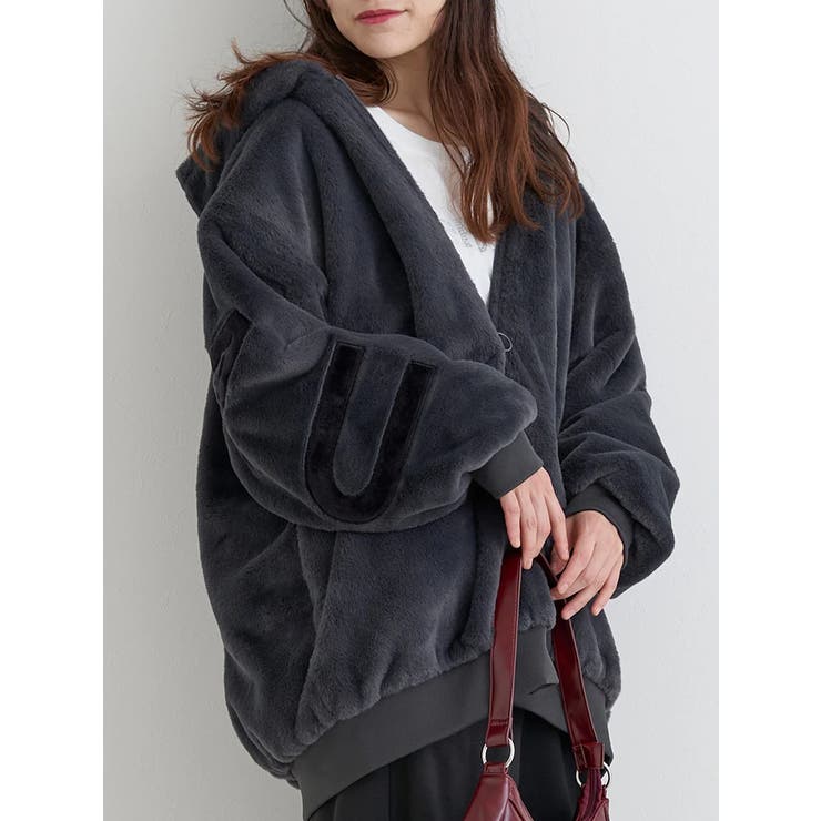 濃グレー | バックロゴフェイクファーパーカーブルゾン | Re-J＆SUPURE